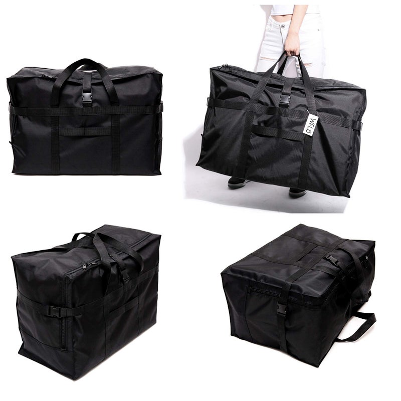WFLB Extra Large Travel Duffel Bag with Trolley Sleeve Oversized Weekender Overnight Carry On Checked Luggage Bag Hospital Bag Anti Theft Travel Tote 28'',120L (black) - Image 3
